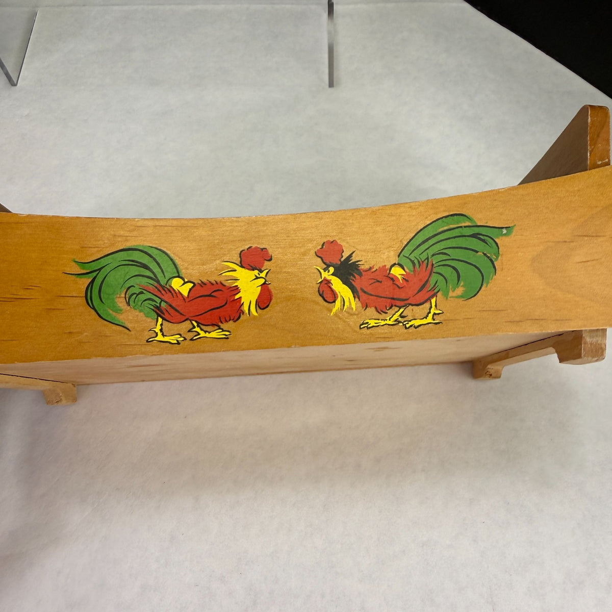 Vintage Chicken Rooster Wood Serving Bowls and Burger Press Lot of 3
