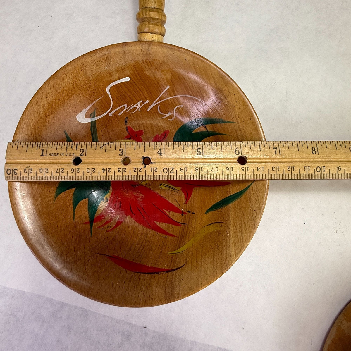 Vintage Chicken Rooster Wood Serving Bowls and Burger Press Lot of 3