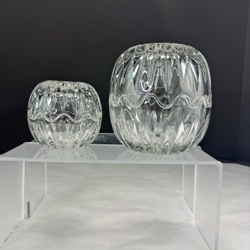 Vintage ACC Yugoslavia 24% Lead Crystal Trinket Boxes Set of 2