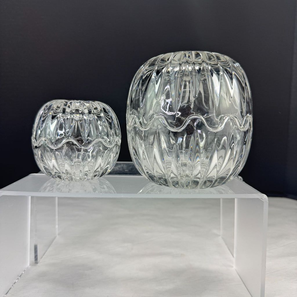Vintage ACC Yugoslavia 24% Lead Crystal Trinket Boxes Set of 2