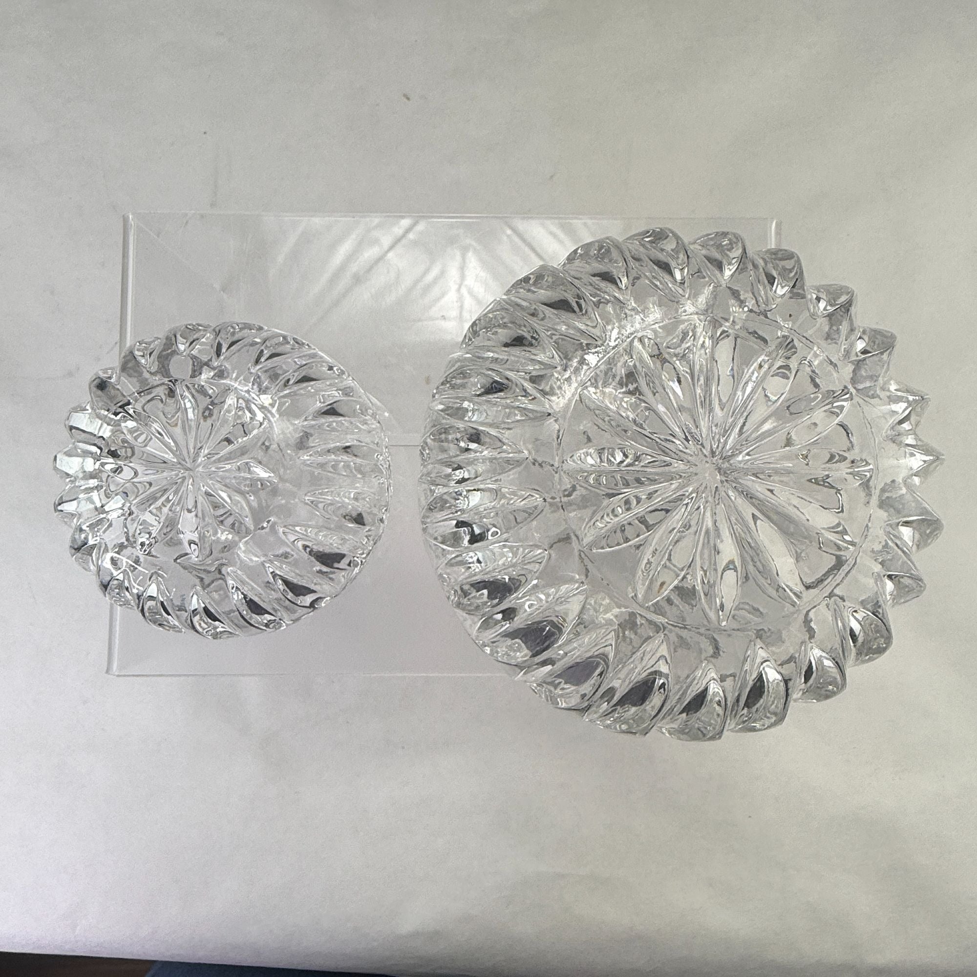 Vintage ACC Yugoslavia 24% Lead Crystal Trinket Boxes Set of 2