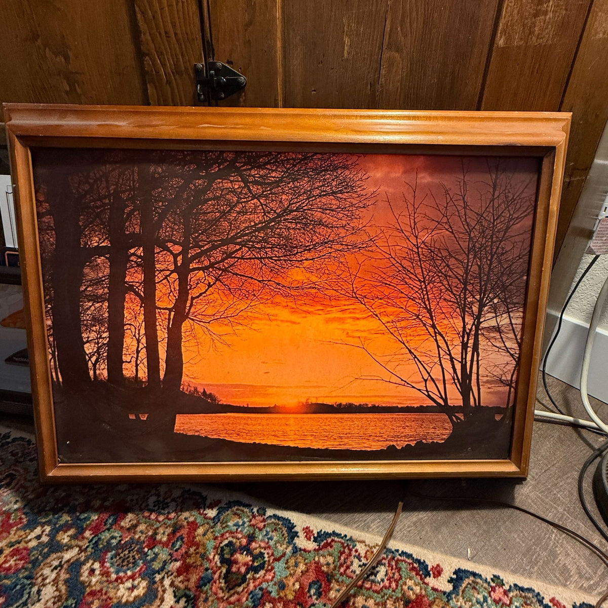 Vintage Helmscene Lighted Sunset Picture of Lake Elizabeth WI