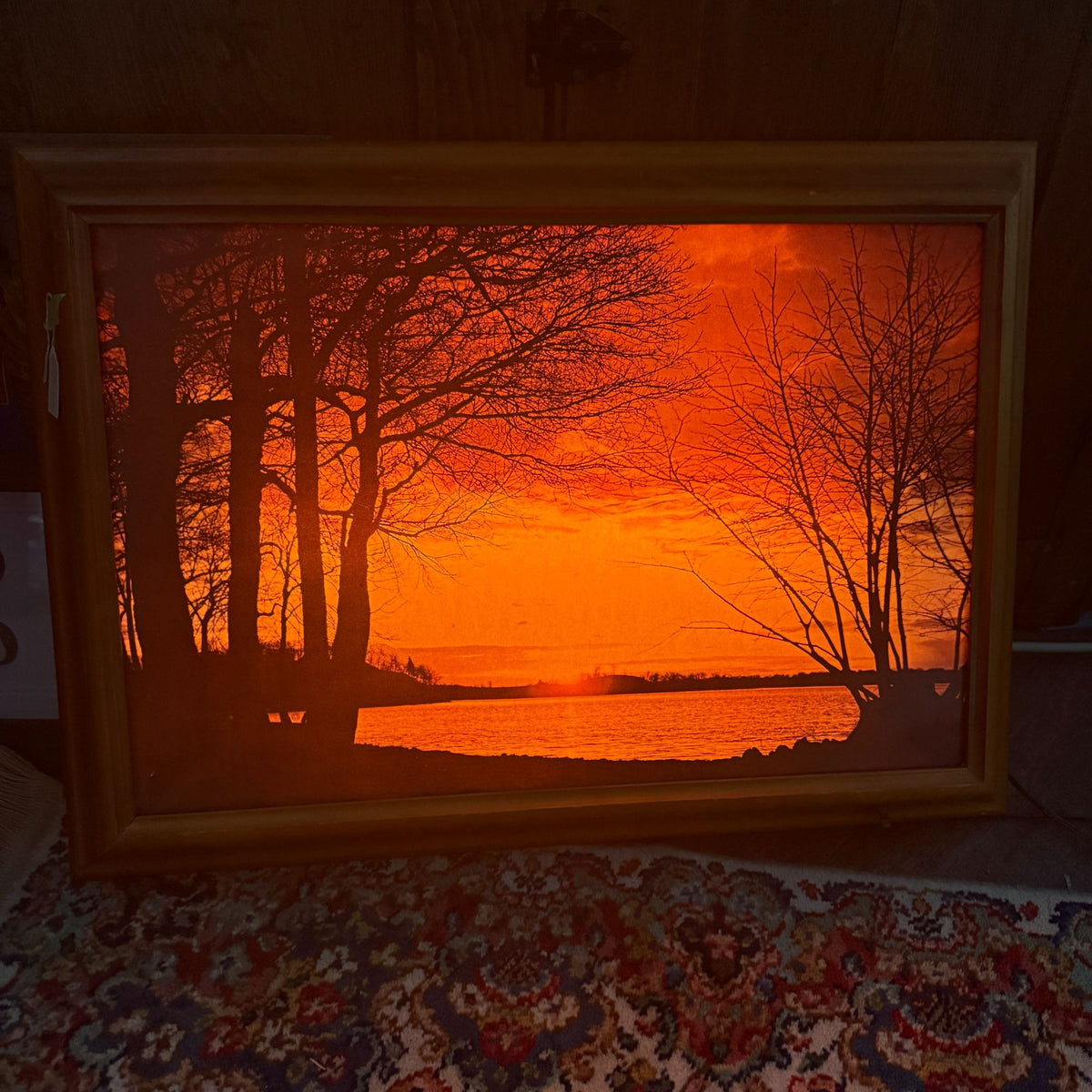 Vintage Helmscene Lighted Sunset Picture of Lake Elizabeth WI