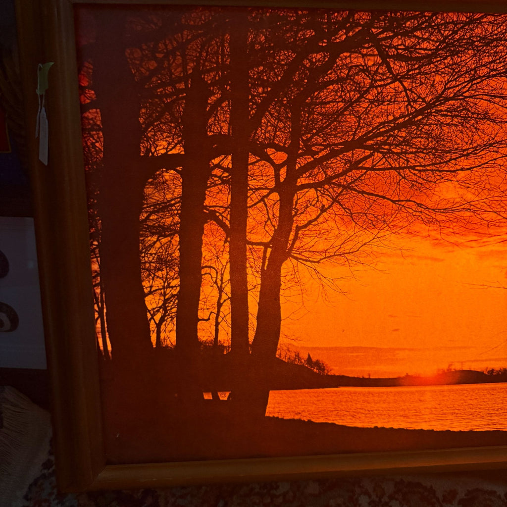 Vintage Helmscene Lighted Sunset Picture of Lake Elizabeth WI