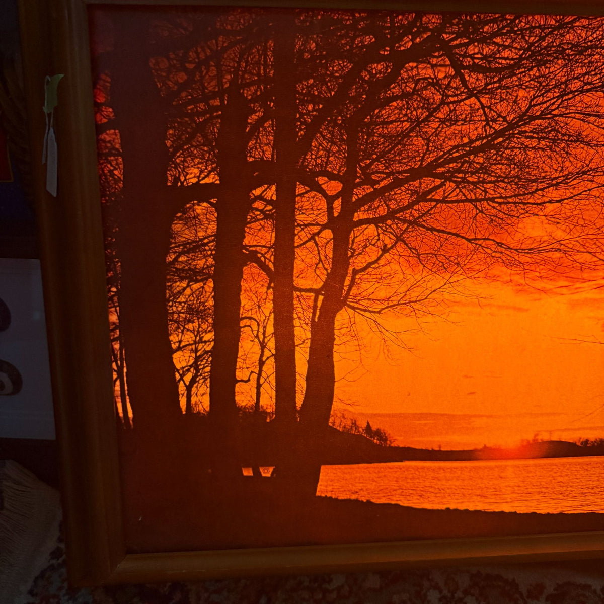Vintage Helmscene Lighted Sunset Picture of Lake Elizabeth WI
