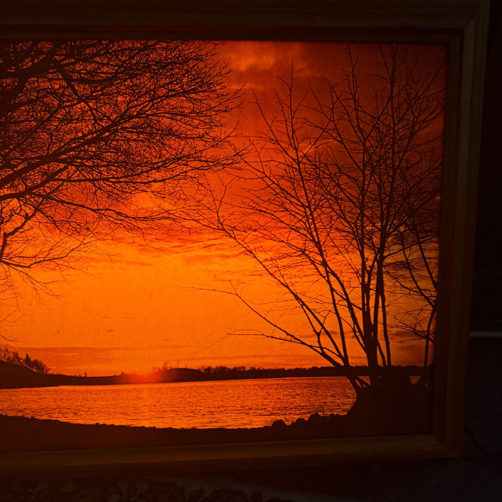 Vintage Helmscene Lighted Sunset Picture of Lake Elizabeth WI