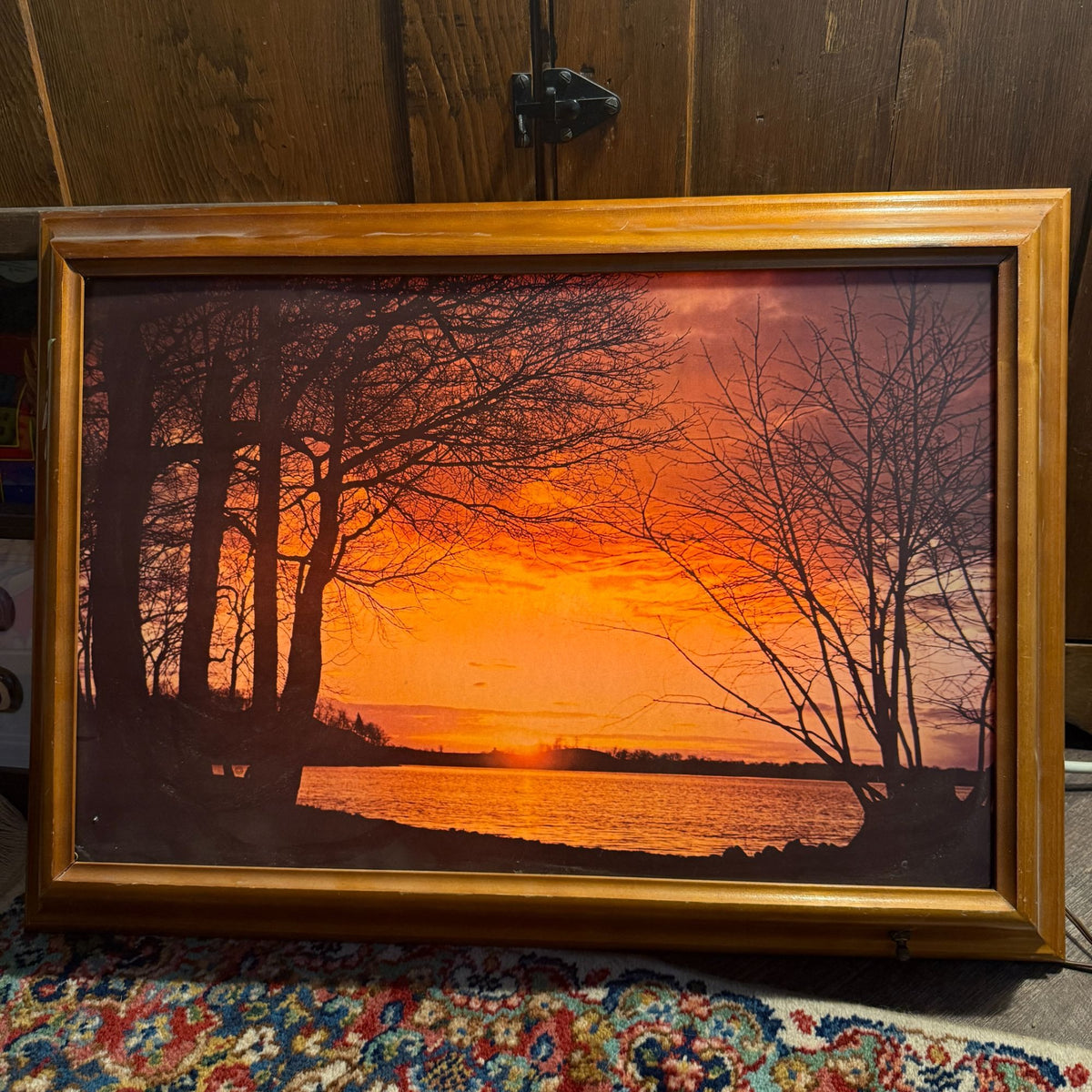 Vintage Helmscene Lighted Sunset Picture of Lake Elizabeth WI