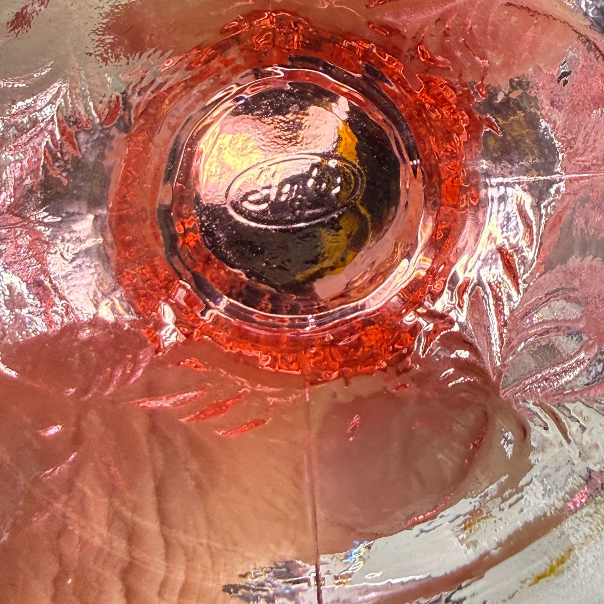 Vintage Fenton Dusty Rose Pink Inverted Strawberry Ruffled Footed Compote Bowl