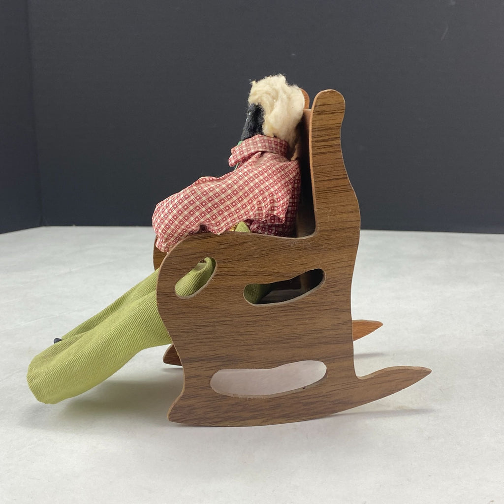 Vintage Dried Apple Head Folk Art Doll in Rocking Chair
