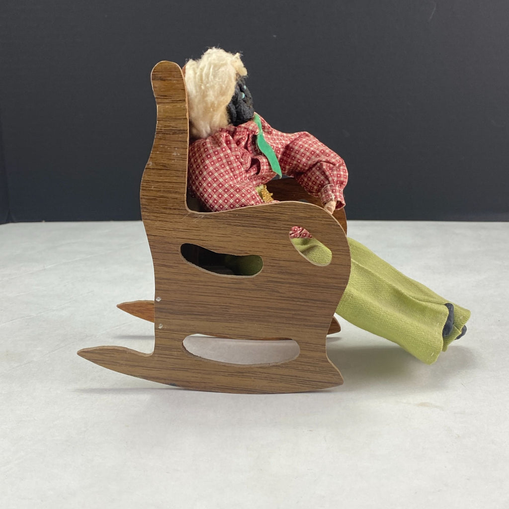 Vintage Dried Apple Head Folk Art Doll in Rocking Chair