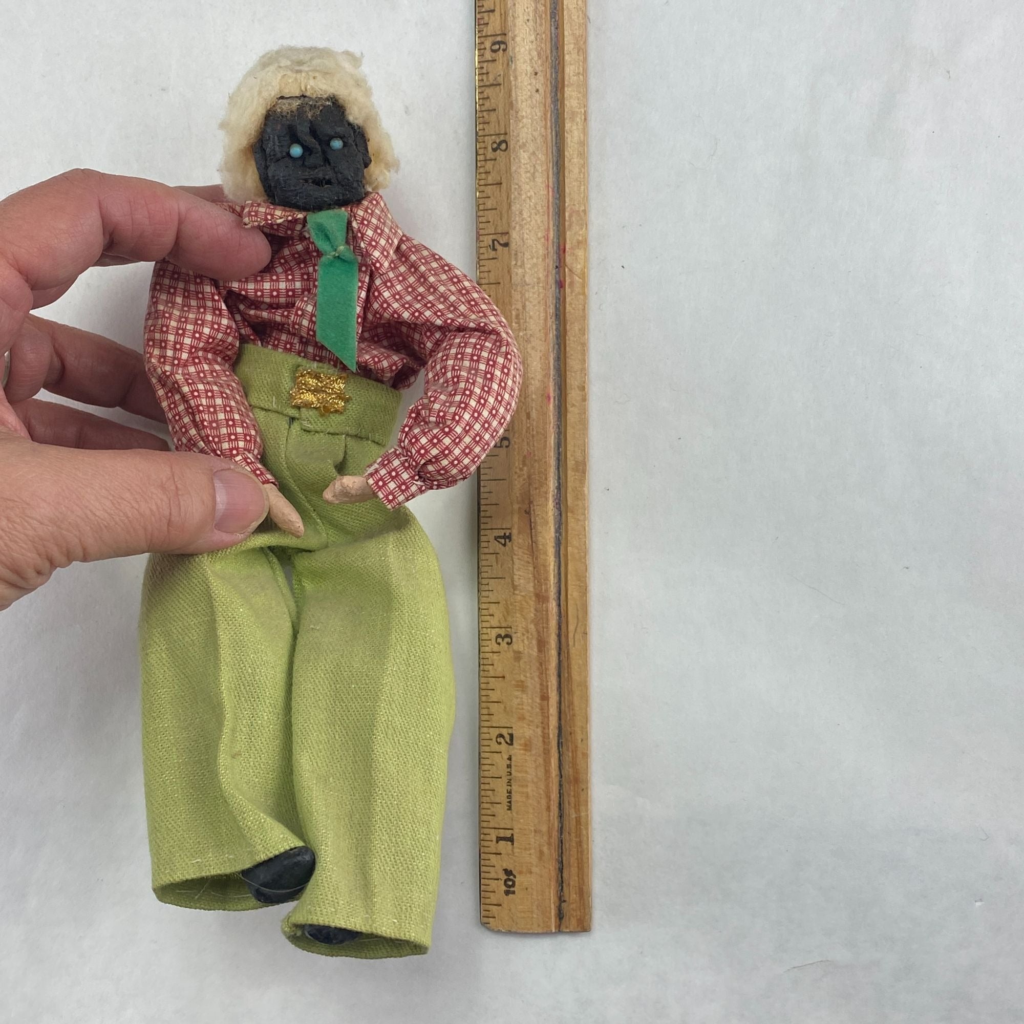 Vintage Dried Apple Head Folk Art Doll in Rocking Chair
