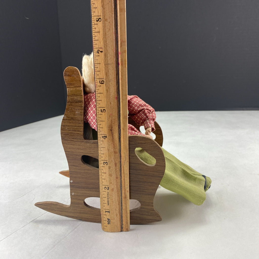 Vintage Dried Apple Head Folk Art Doll in Rocking Chair