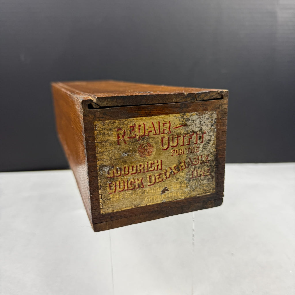 Vintage Goodrich Quick Detachable Tire Repair Outfit Wooden Box Crate