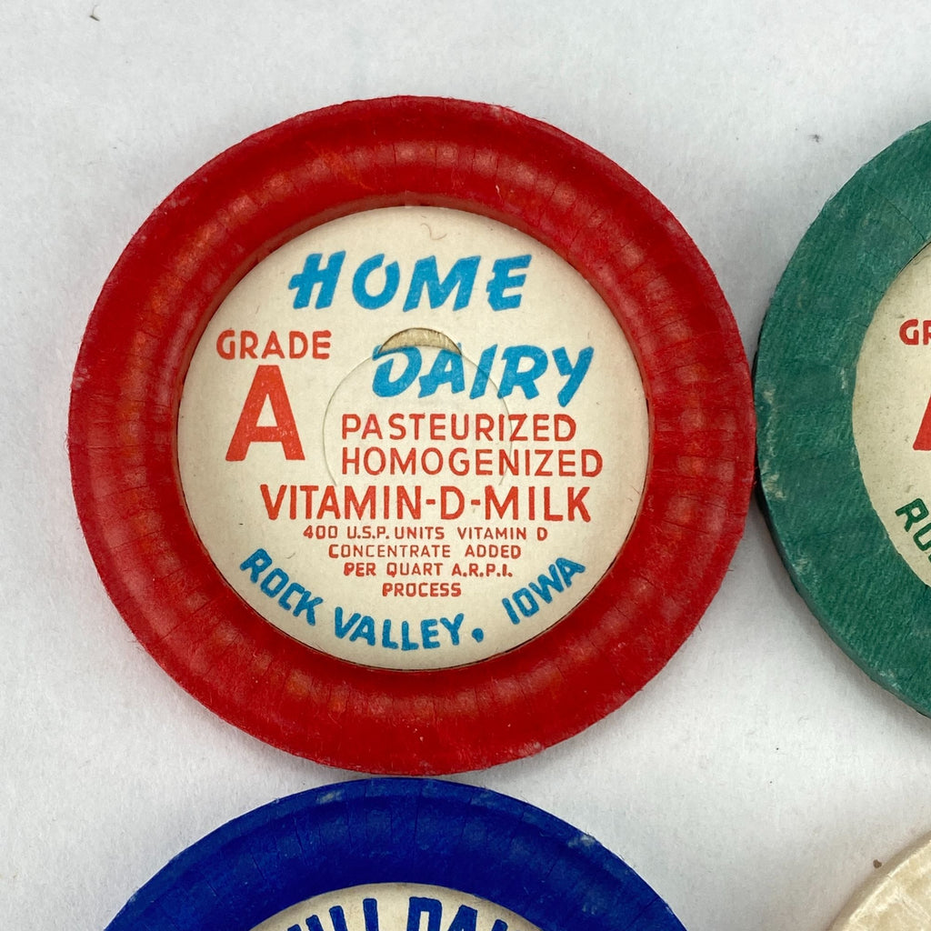 Vintage Unused Iowa Milk Bottle Caps from Hull and Home Dairy Lot of 4