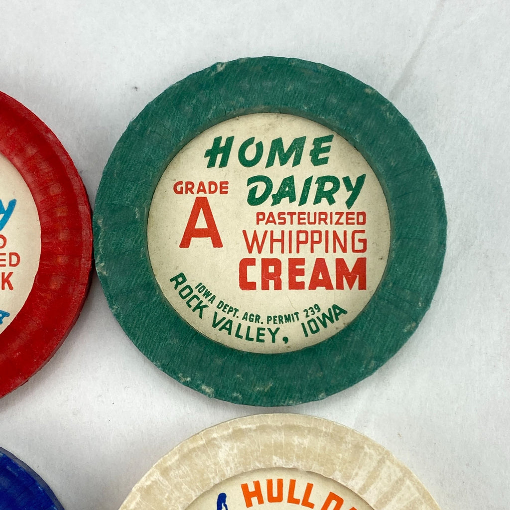 Vintage Unused Iowa Milk Bottle Caps from Hull and Home Dairy Lot of 4