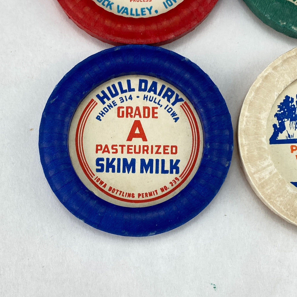 Vintage Unused Iowa Milk Bottle Caps from Hull and Home Dairy Lot of 4