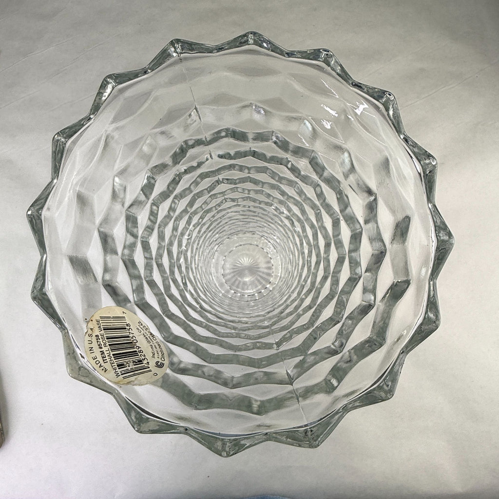 Vintage Indiana Colony Whitehall Cube Pattern Vase Clear 10"