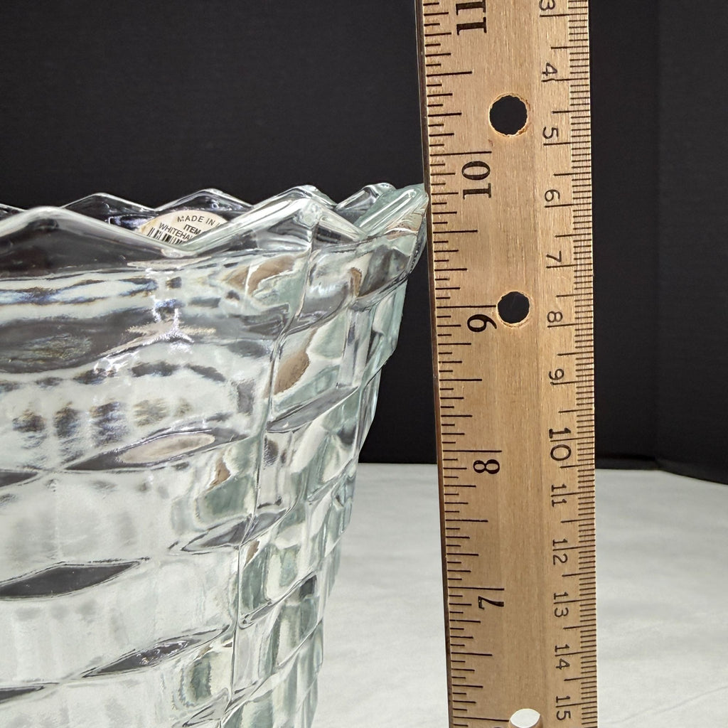 Vintage Indiana Colony Whitehall Cube Pattern Vase Clear 10"