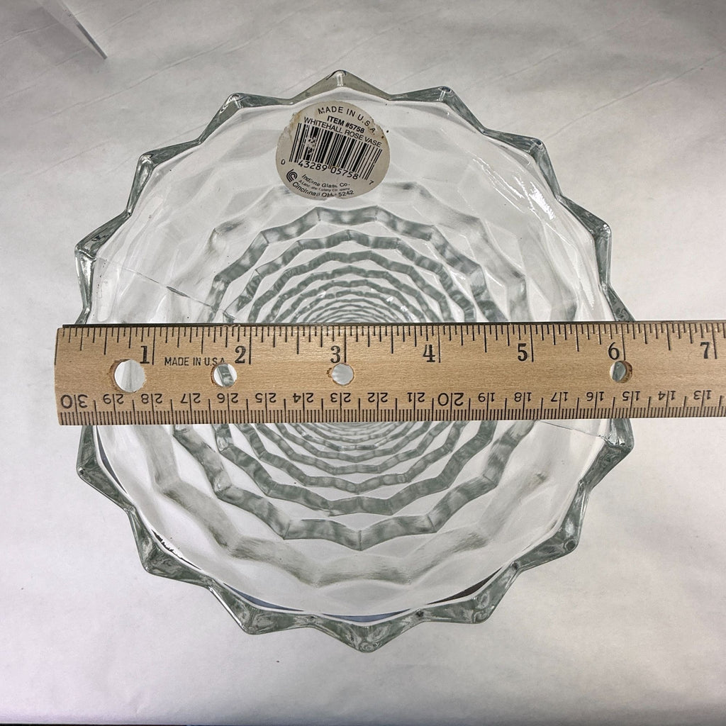 Vintage Indiana Colony Whitehall Cube Pattern Vase Clear 10"