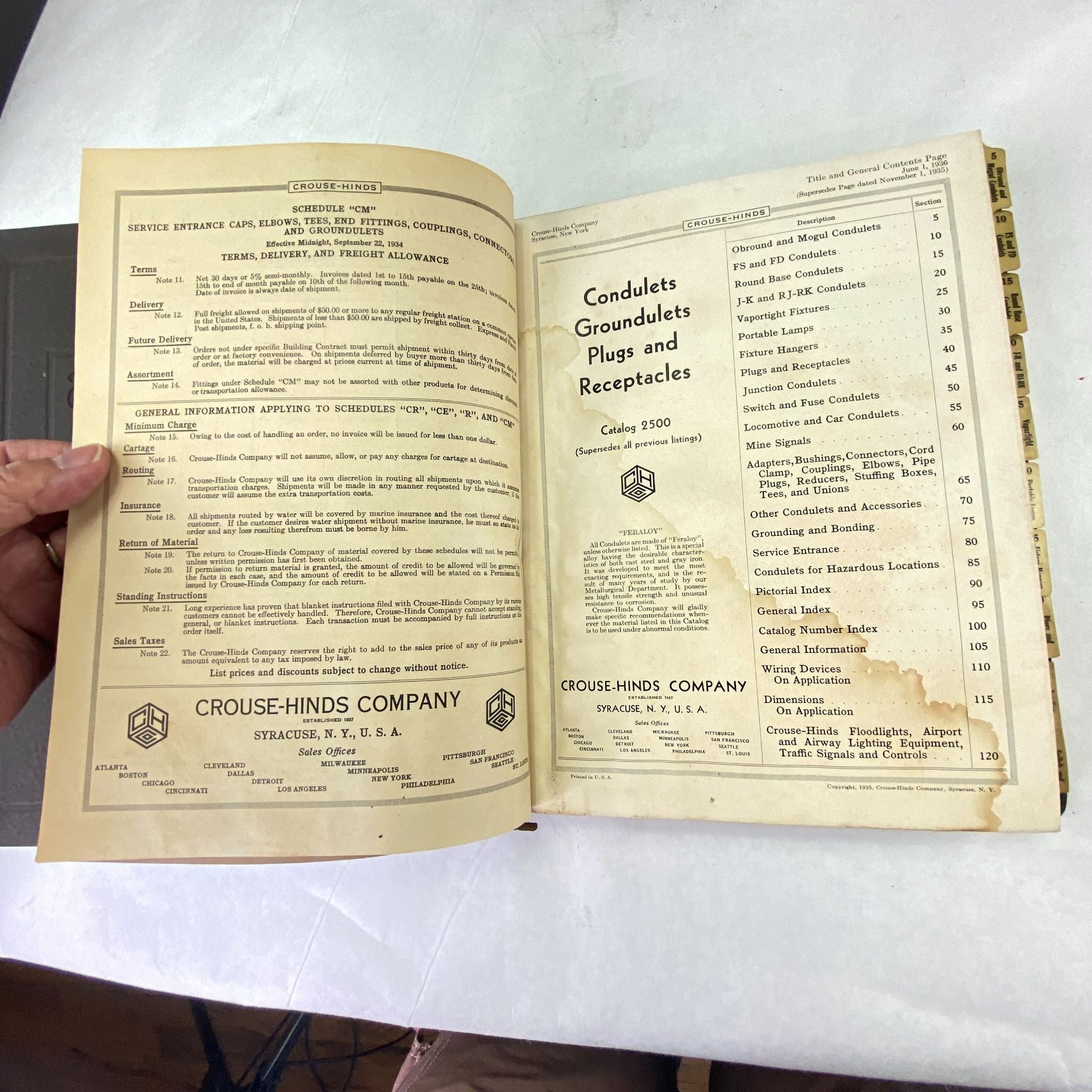 Vintage 1936 Crouse Hinds Condulets Catalog Reference Book