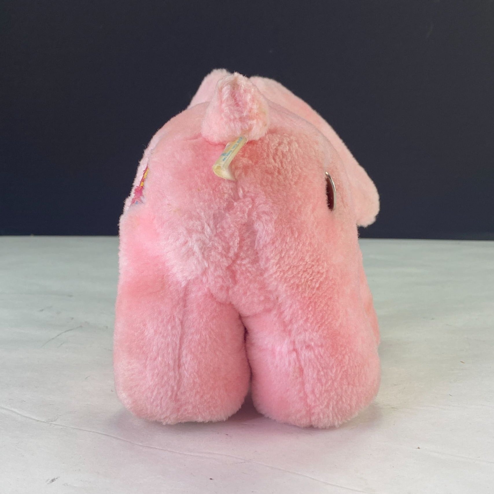 Vintage Amtoy Baby Soft Touch 1984 Plush Pink Elephant Music Box