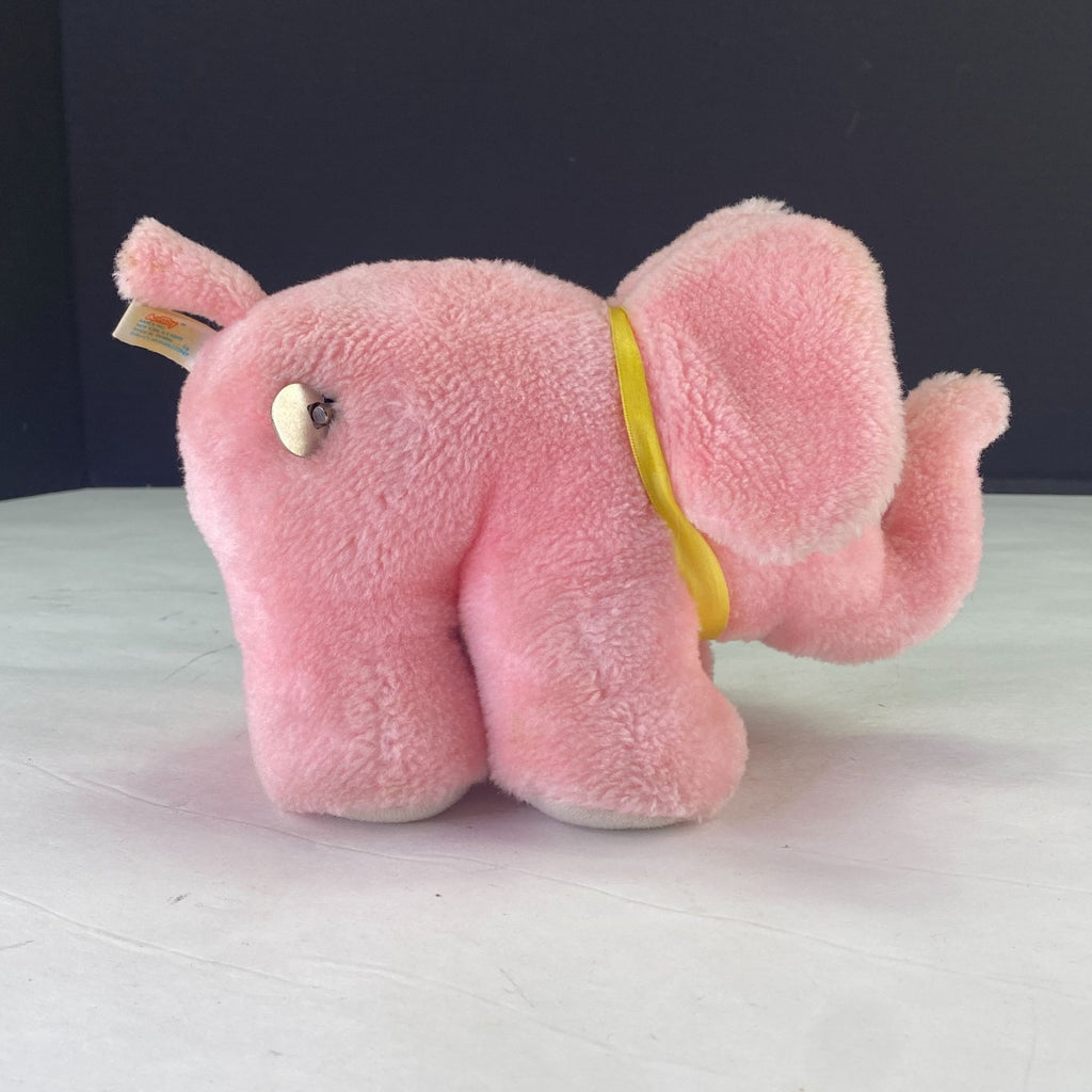 Vintage Amtoy Baby Soft Touch 1984 Plush Pink Elephant Music Box