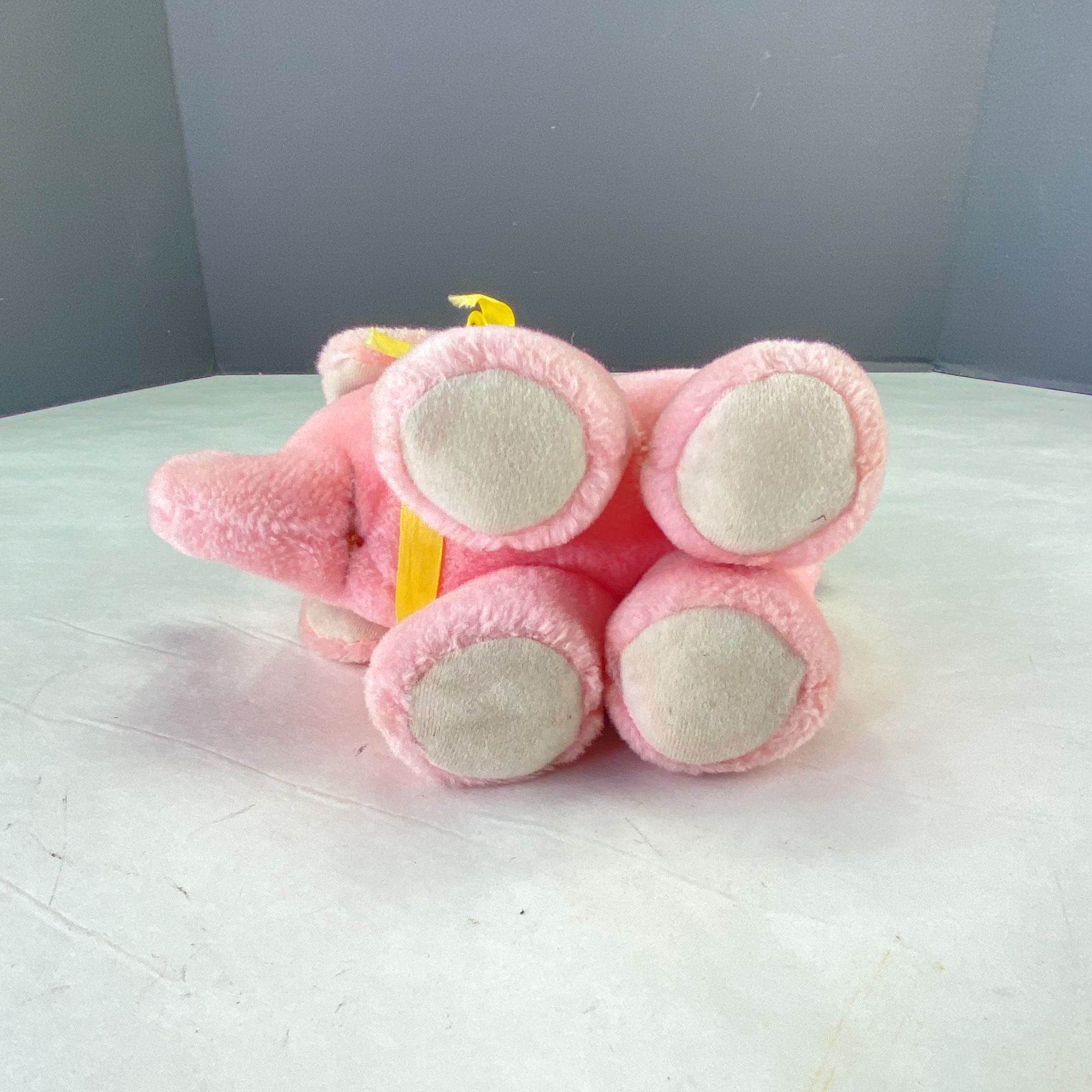 Vintage Amtoy Baby Soft Touch 1984 Plush Pink Elephant Music Box