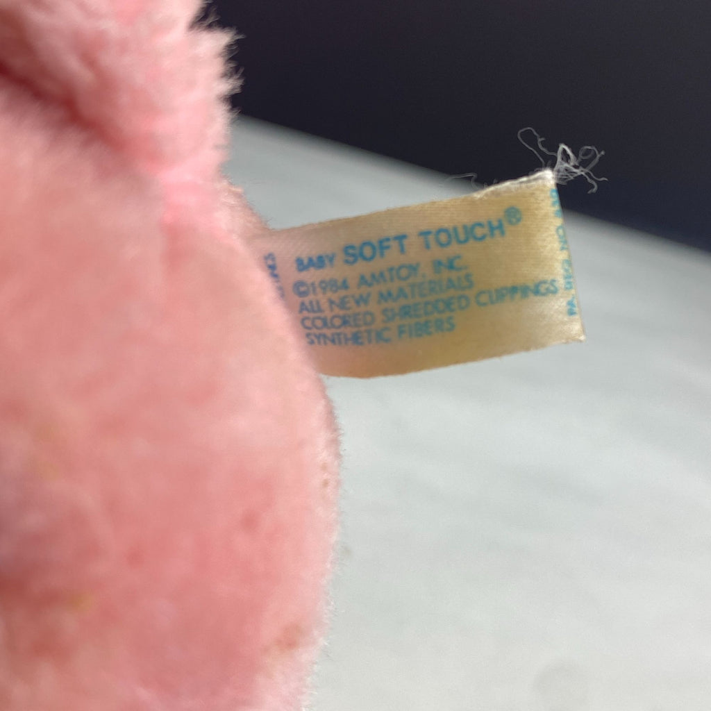 Vintage Amtoy Baby Soft Touch 1984 Plush Pink Elephant Music Box