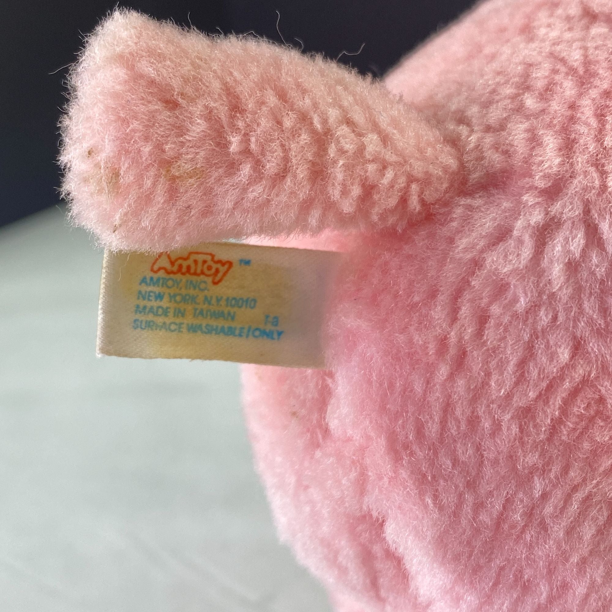 Vintage Amtoy Baby Soft Touch 1984 Plush Pink Elephant Music Box