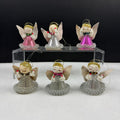 Vintage Spun Cotton Putz Mesh Dress Christmas Angel Ornaments Lot Of 6