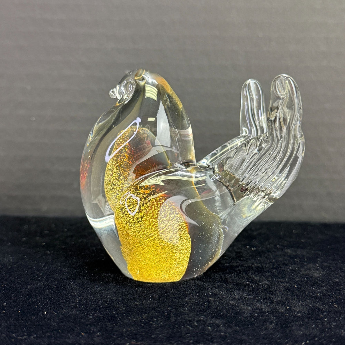 Vintage Murano Art Glass Aventurine Bird Figurine Paperweight