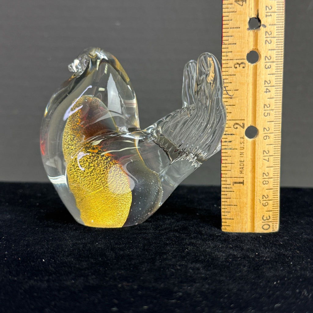 Vintage Murano Art Glass Aventurine Bird Figurine Paperweight