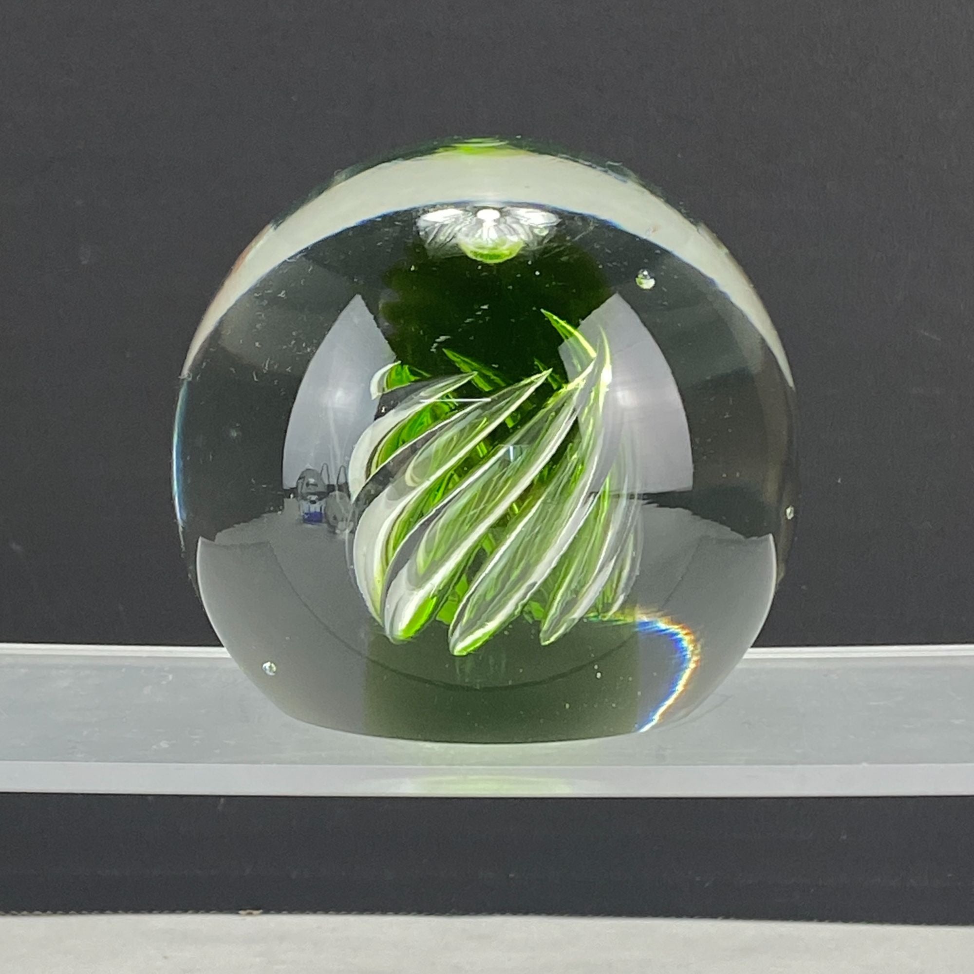Vintage Blenko Corkscrew Green Glass Paperweight