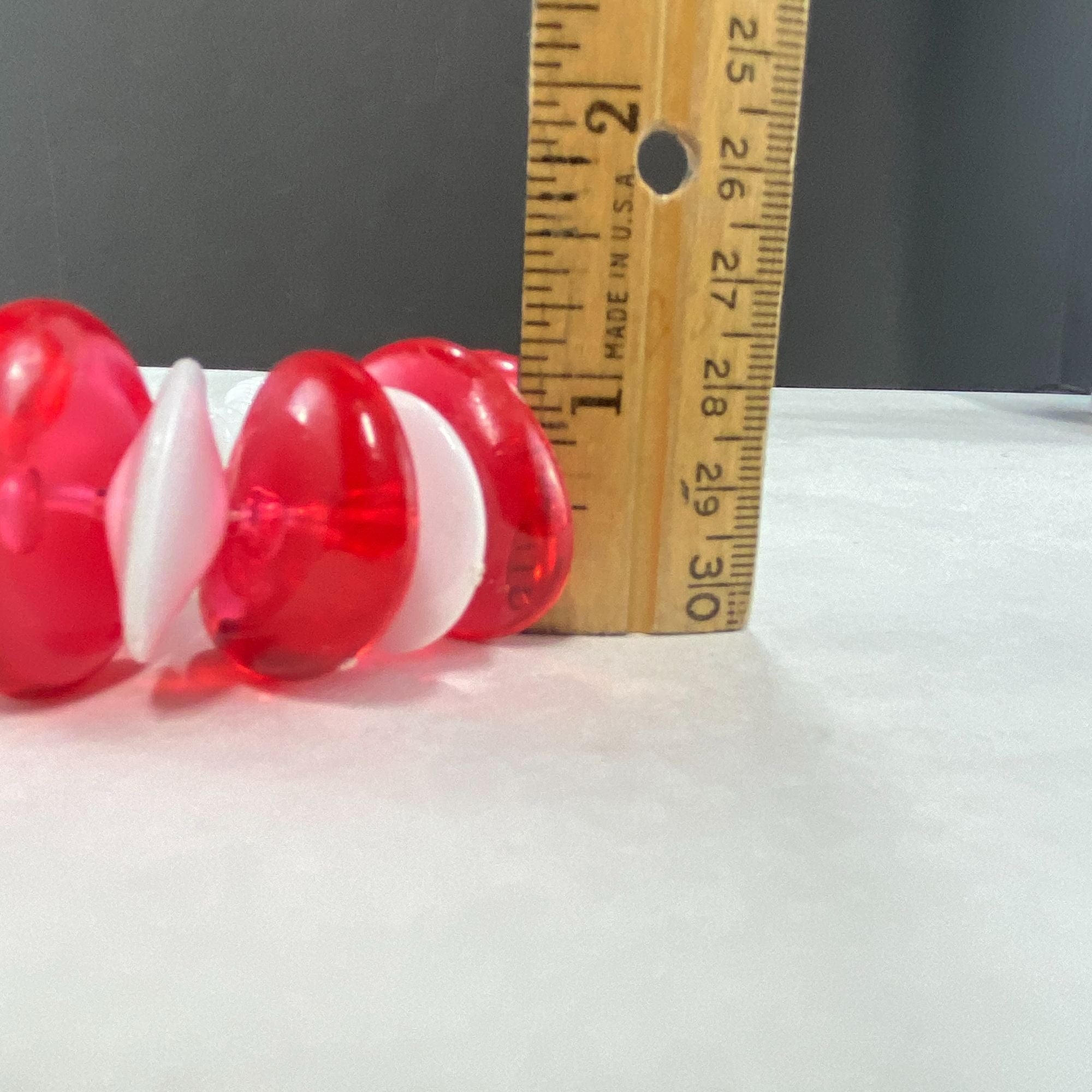 Vintage 90s Necklace Red White Disc Beads NOS