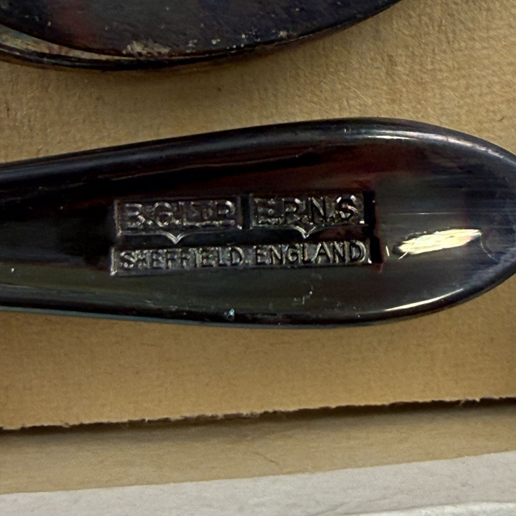 Vintage Sheffield Rivelin Silver Plate Ice Cream Spoon Set Of 6 In Original Box