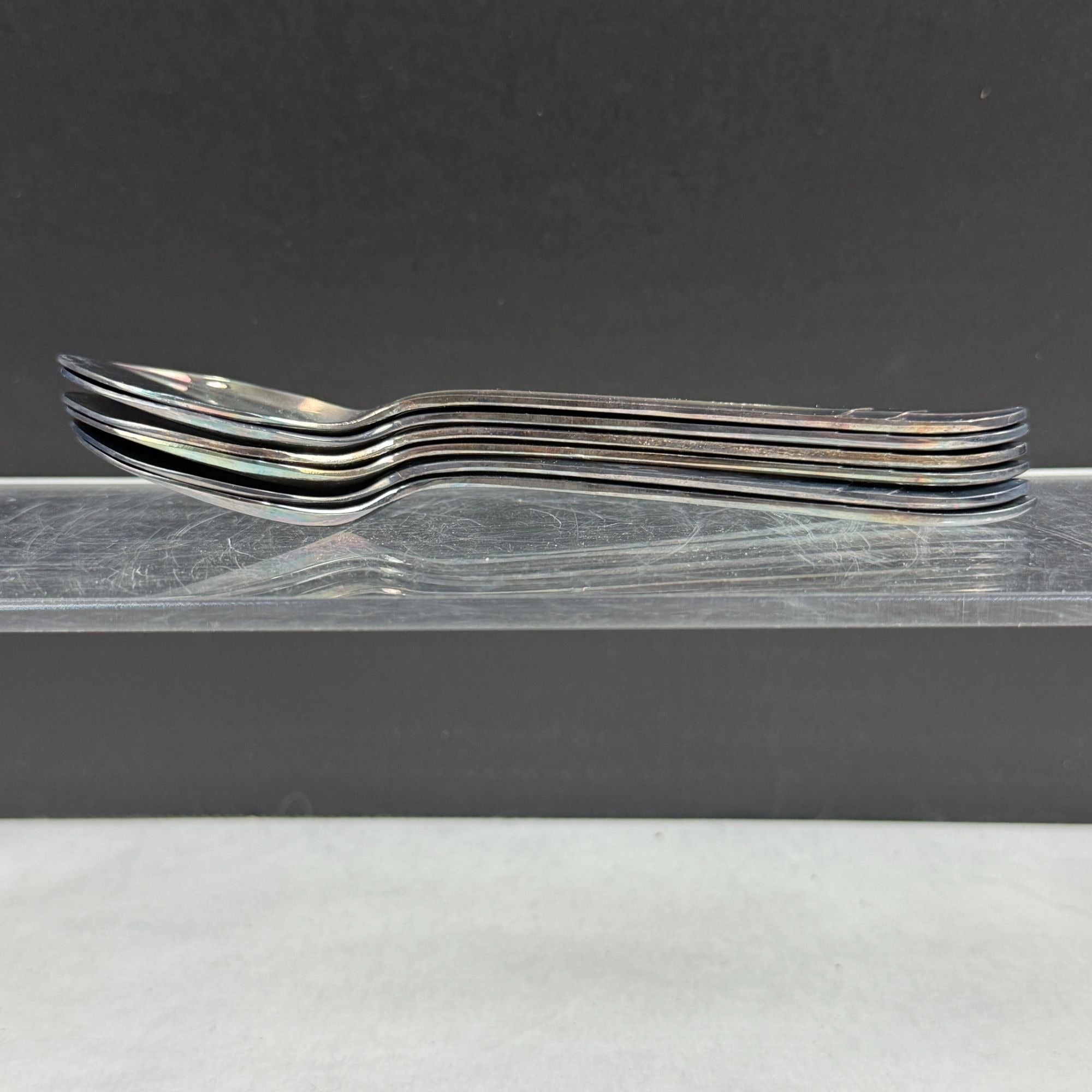 Vintage Sheffield Rivelin Silver Plate Ice Cream Spoon Set Of 6 In Original Box