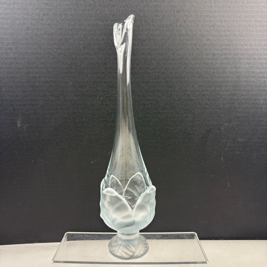 Vintage Viking Swung Cabbage Leaf Vase Clear Frosted Glass