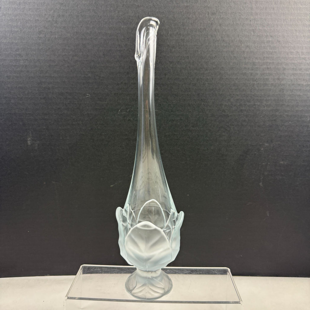 Vintage Viking Swung Cabbage Leaf Vase Clear Frosted Glass