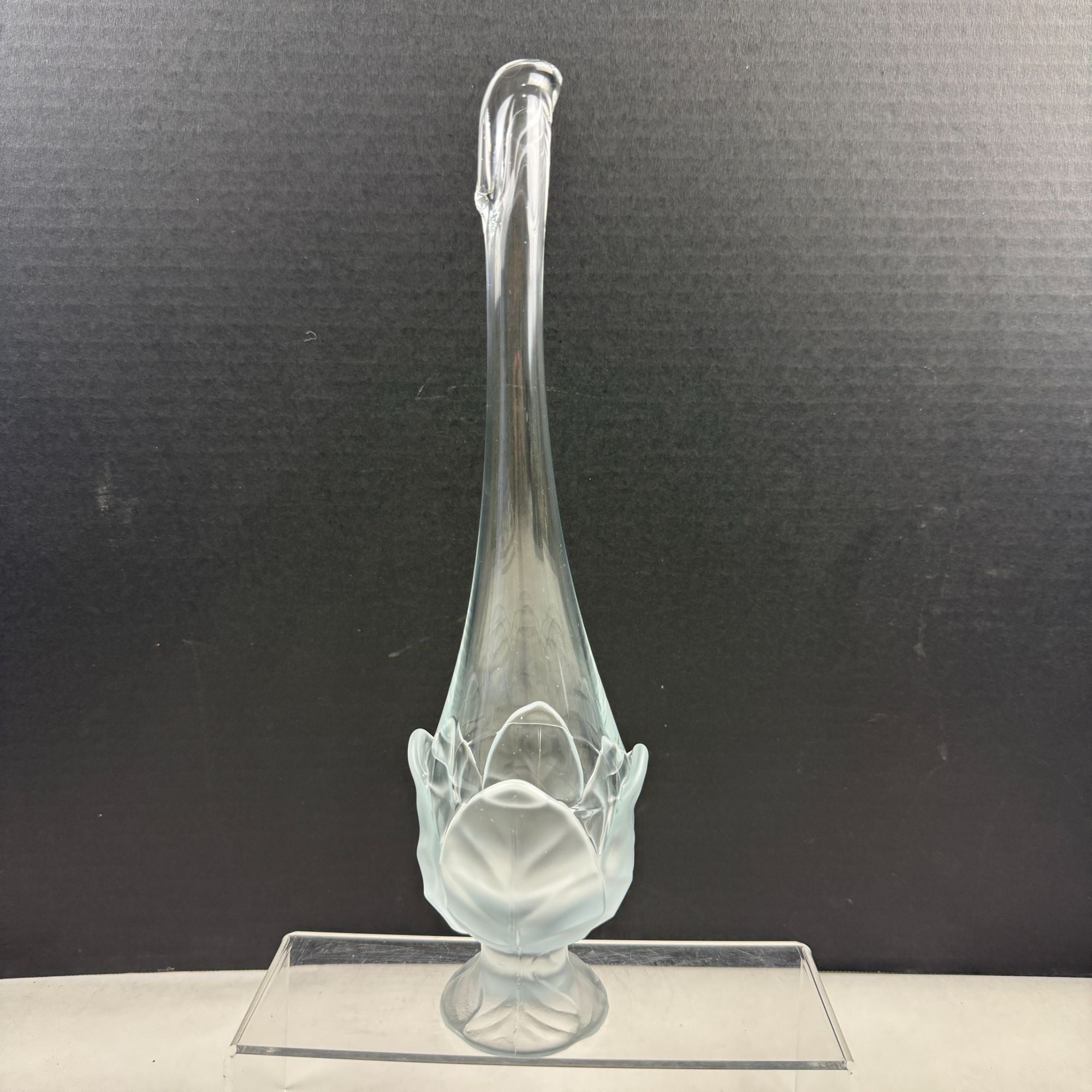 Vintage Viking Swung Cabbage Leaf Vase Clear Frosted Glass