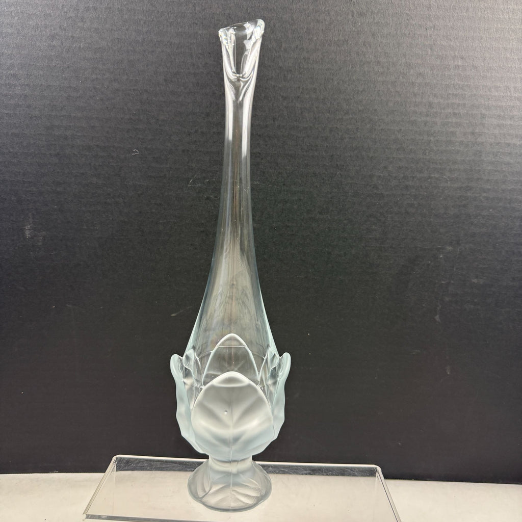 Vintage Viking Swung Cabbage Leaf Vase Clear Frosted Glass