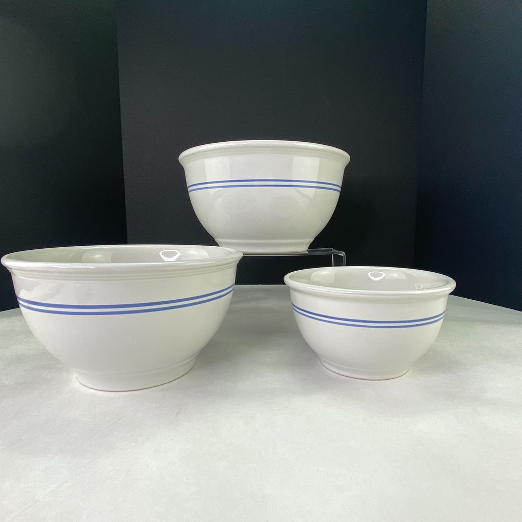 Gibson Stoneware Nesting Mixing Bowls Blue Stripe