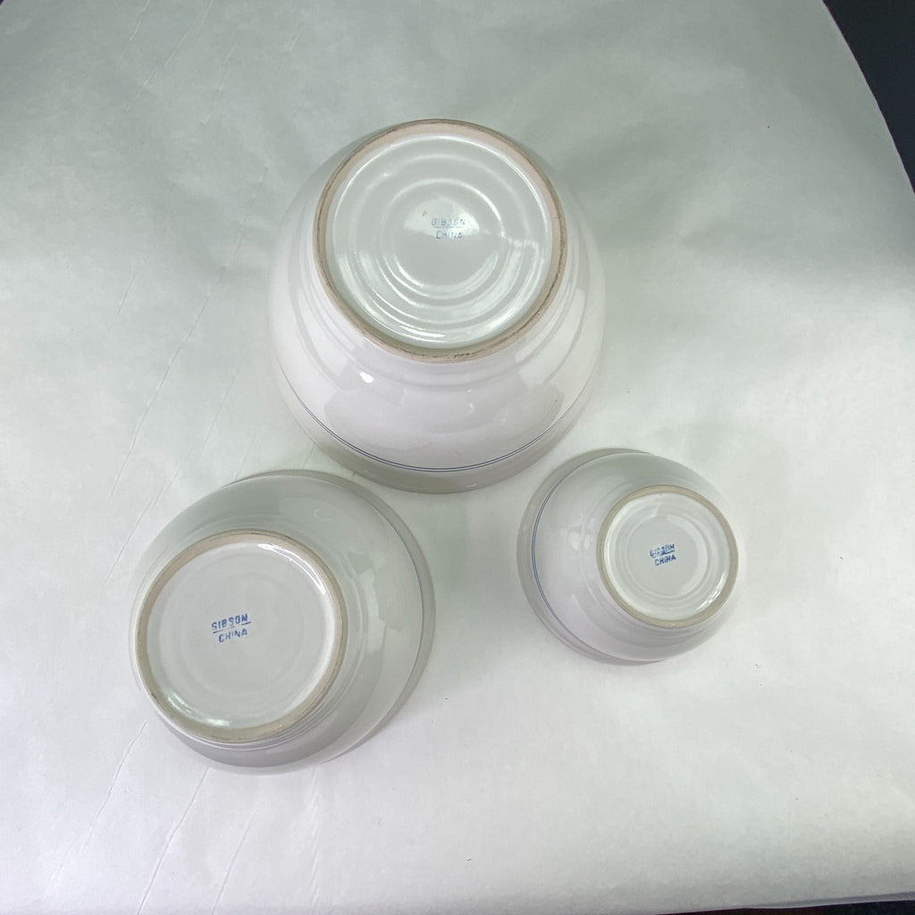 Gibson Stoneware Nesting Mixing Bowls Blue Stripe
