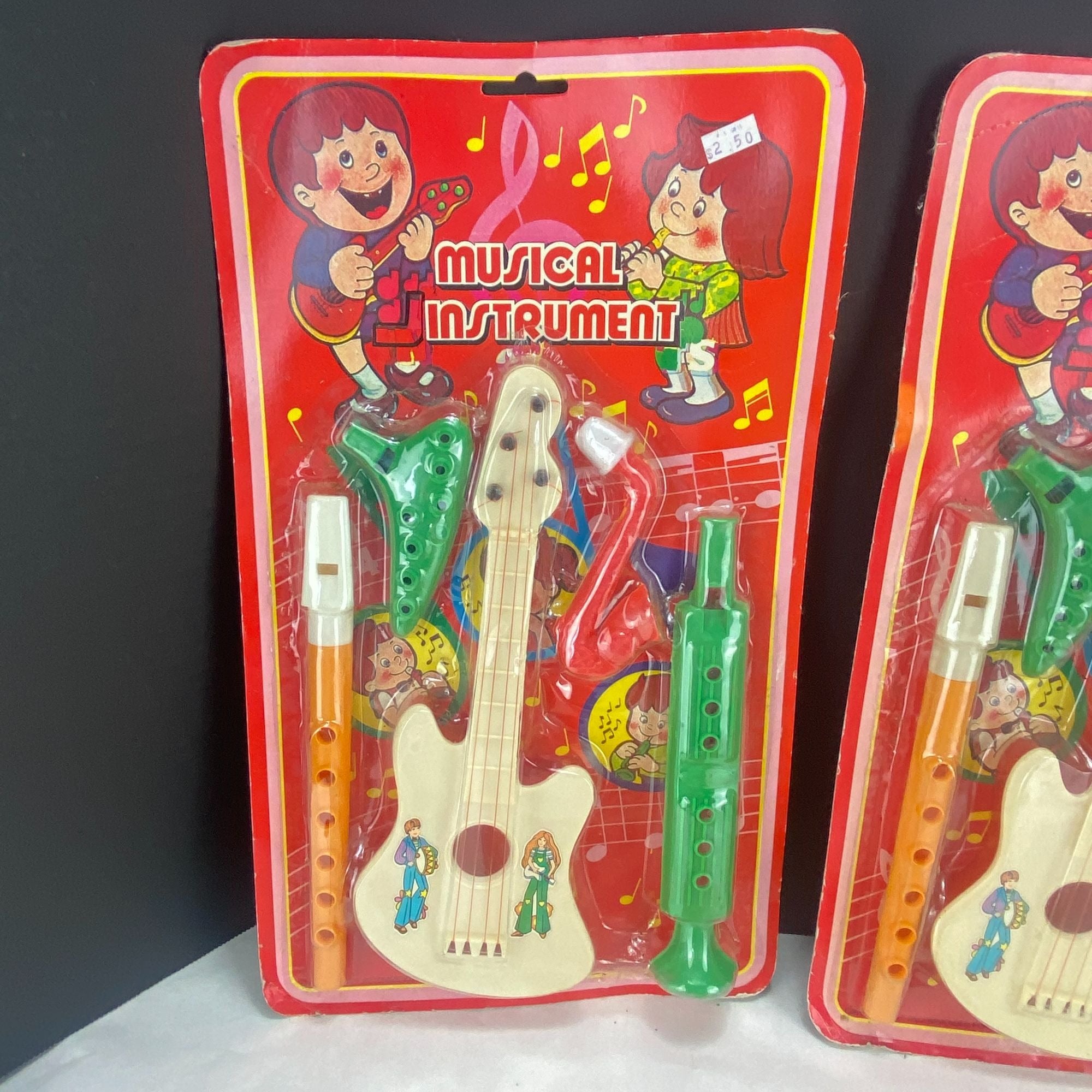 Vintage 90s Kids Play Plastic Musical Instruments New in Package Lot of 3