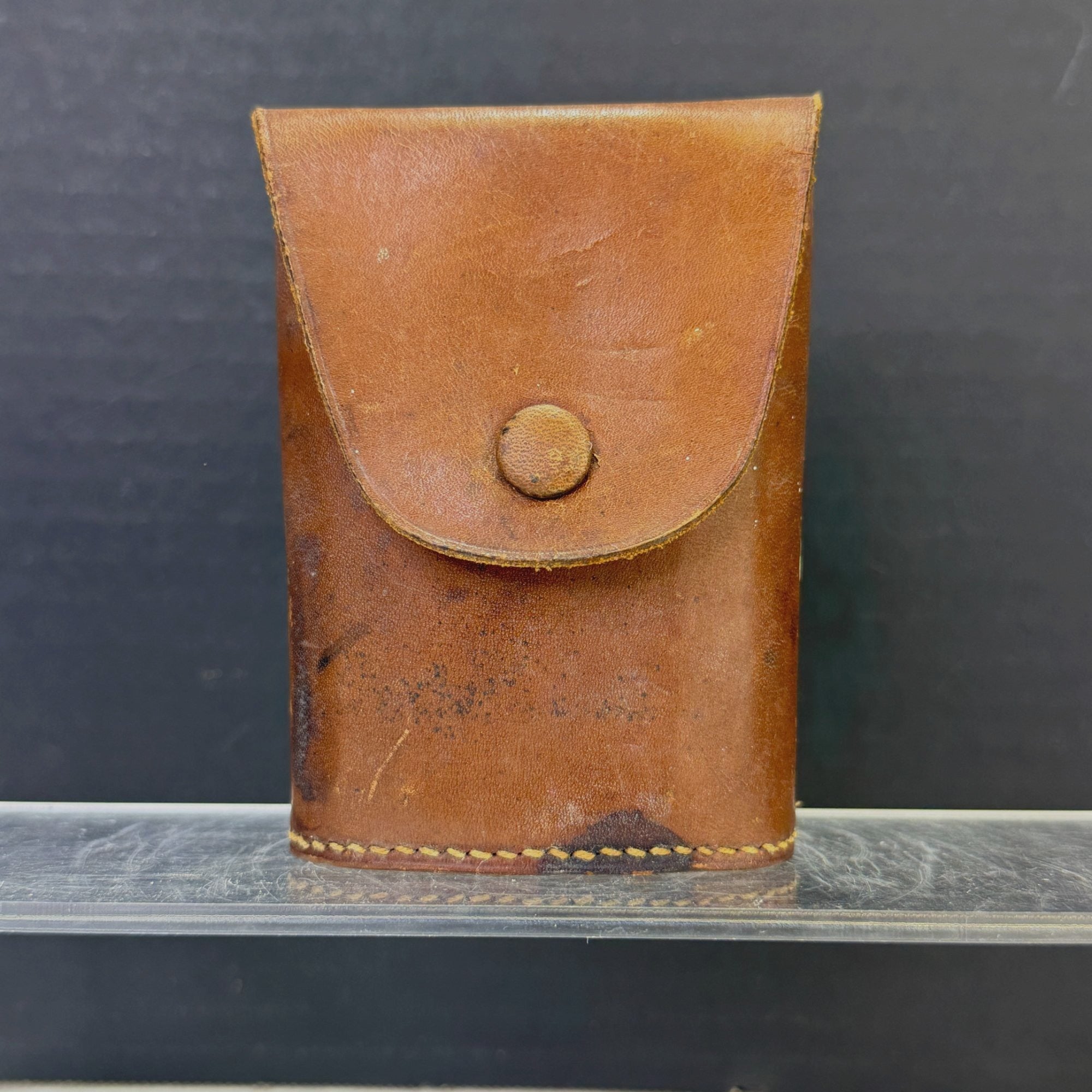 Vintage Travel Pocket 8oz Glass Cup with Leather Case
