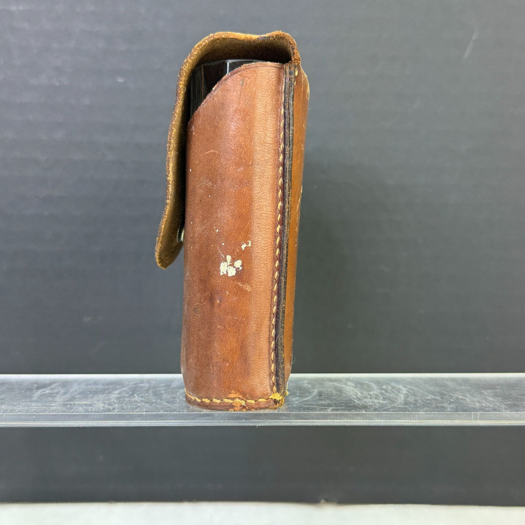 Vintage Travel Pocket 8oz Glass Cup with Leather Case