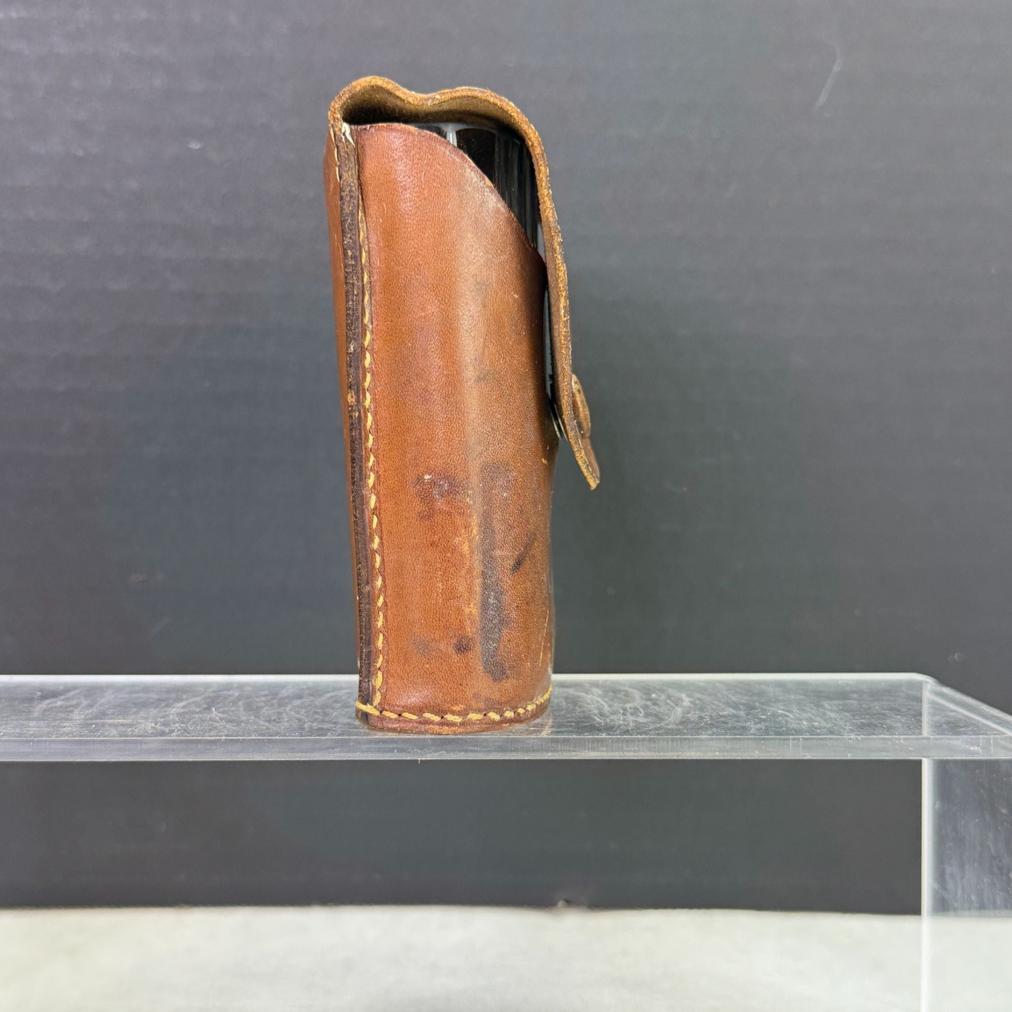 Vintage Travel Pocket 8oz Glass Cup with Leather Case