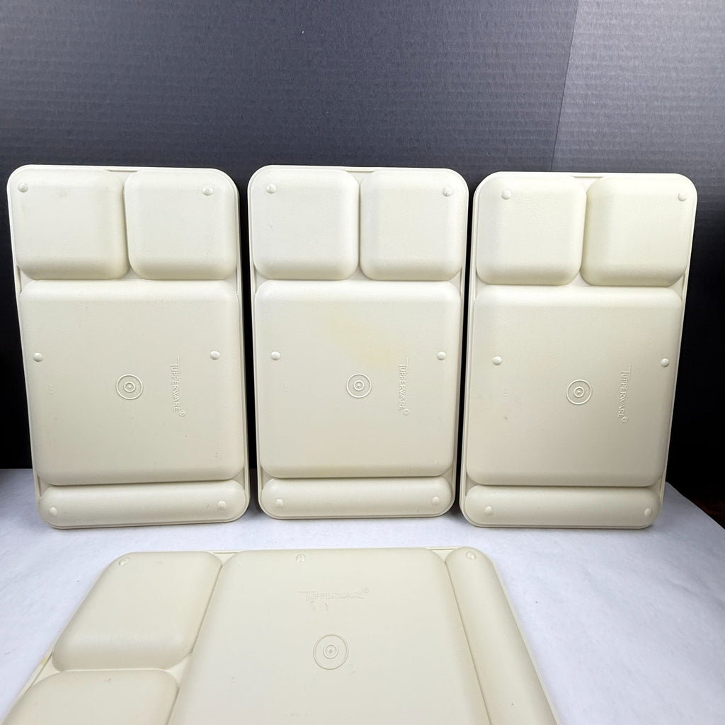 Vintage Tupperware 1535-5 Almond Divided Trays Set of 5