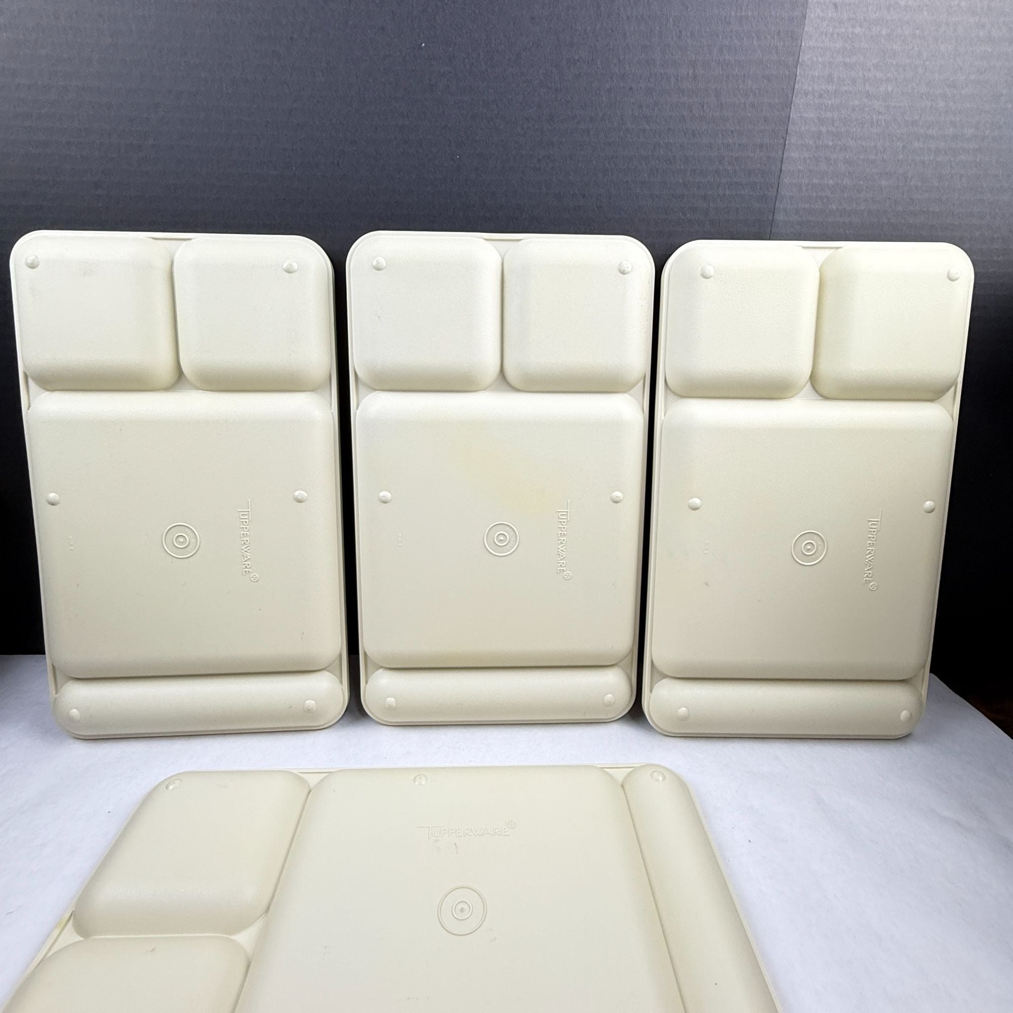 Vintage Tupperware 1535-5 Almond Divided Trays Set of 5