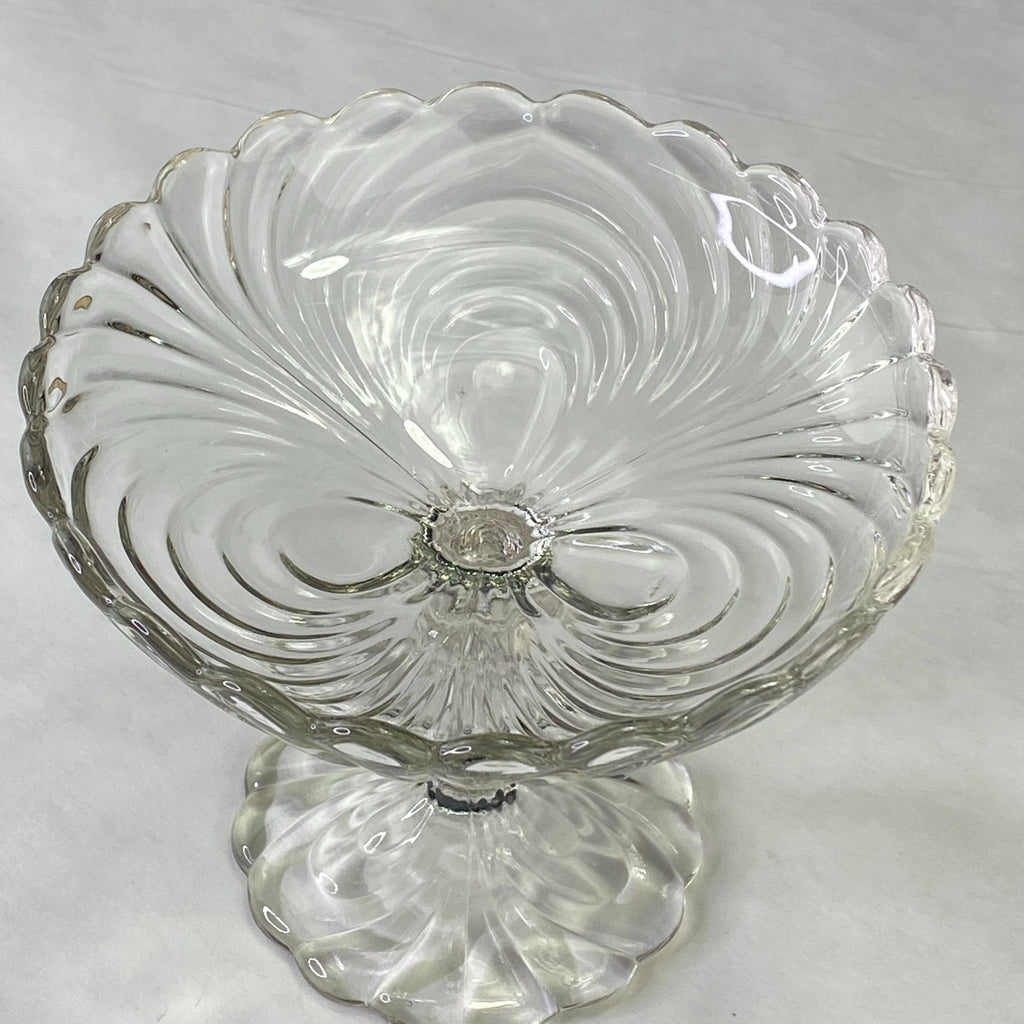 Vintage Cambridge Caprice Clear Glass Pedestal Compote Dish