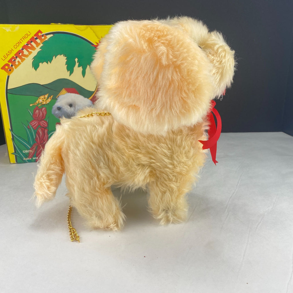 Vintage Bernie Leash Control Toy Walking Wags Tail Barks Plush Dog